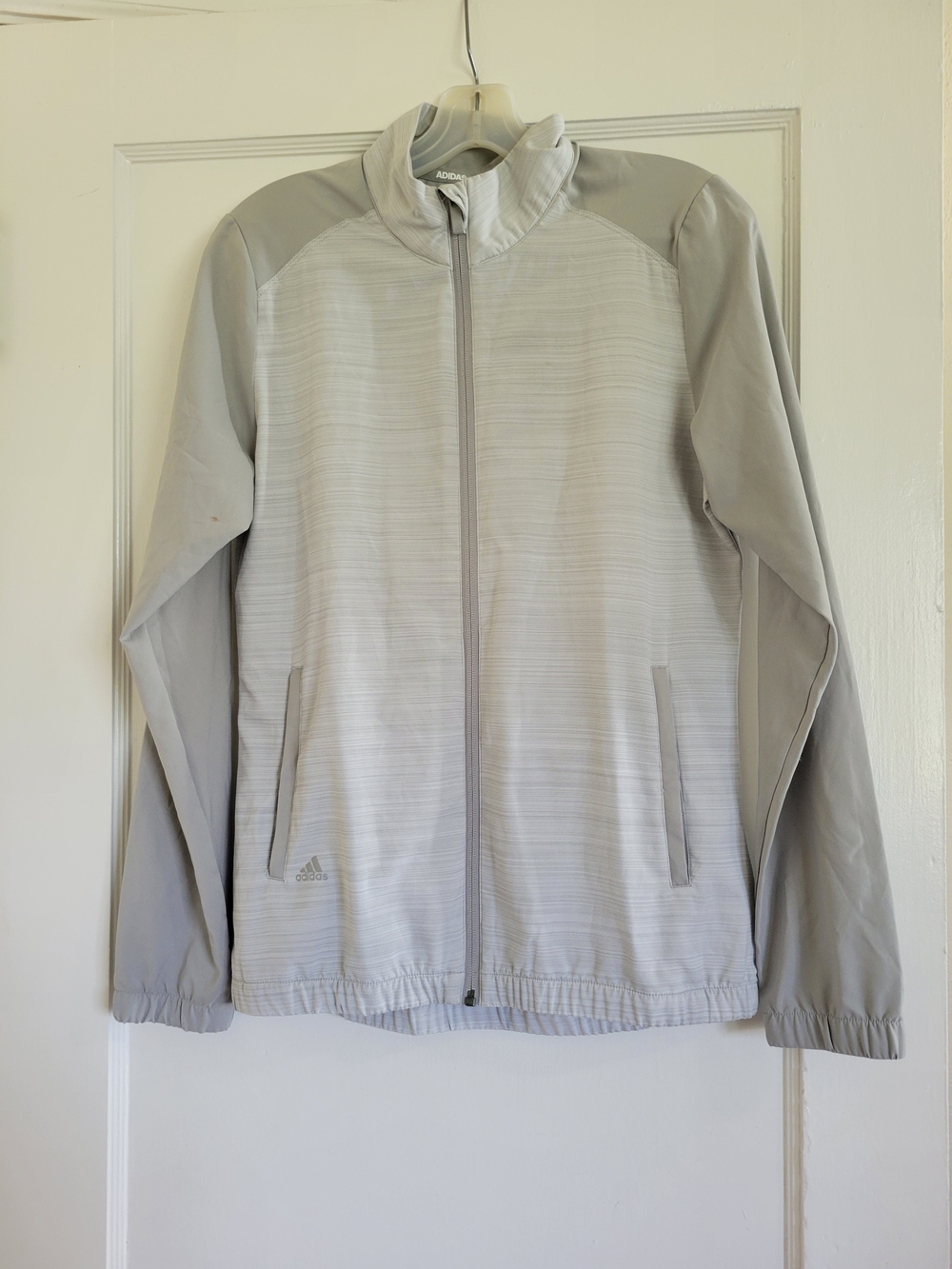 Adidas Grey and white Full-Zip Gold Essential Wind Jacket Size Small